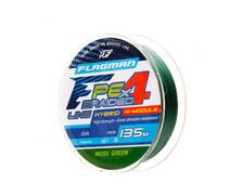 Шнур FLAGMAN PE Hybrid F4 135m MossGreen 0.19mm. 10.0кг/22lb, Диаметр лески: 0.19 мм, Размотка: 135 м, Цвет: MossGreen, фото 