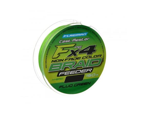 Шнур FLAGMAN Cast Master Feeder Braid F4 150м Fluo Green 0.14мм 8.7кг 19lb. шт, Разрывная нагрузка: 8.7 кг, Диаметр лески: 0.14 мм, Размотка: 150 м, фото 