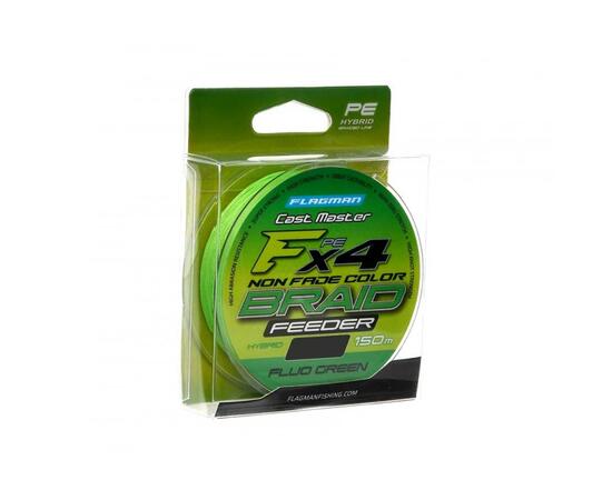 Шнур FLAGMAN Cast Master Feeder Braid F4 150м Fluo Green 0.14мм 8.7кг 19lb. шт, Разрывная нагрузка: 8.7 кг, Диаметр лески: 0.14 мм, Размотка: 150 м, фото , изображение 2