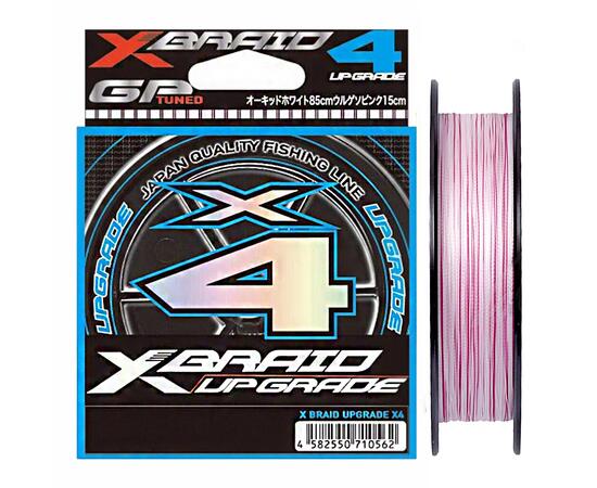 Шнур YGK X-Braid Upgrade X4 100м White Pink #0.2, 0.074мм, 4lb, 1.8кг, Расцветка: бело-розовый, Диаметр лески: 0.074 мм, Размотка: 100 м, фото 