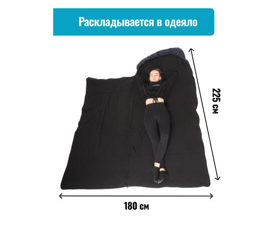 Спальный мешок одеяло с капюшоном ThermoProActive -20 (225x90) синий темный, Размер: 225x90, Цвет: синий темный, фото , изображение 8