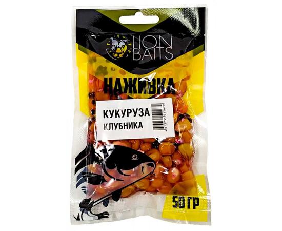 LION BAITS Кукуруза насадочная "Наживка" натуральная "Клубника" 50гр, фото 