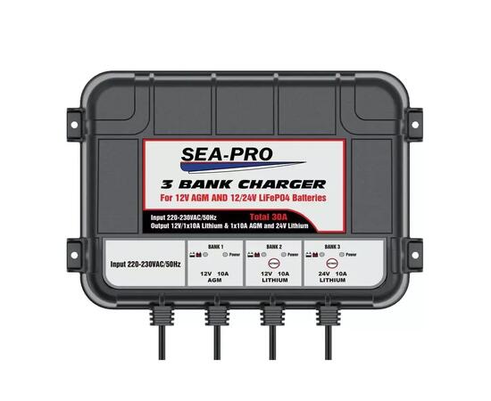 Зарядное устройство Sea-Pro ТЕ4-0287В (1х12В AGM, 1х12В LiFePo4, 1х24ВLiFePo4), фото 