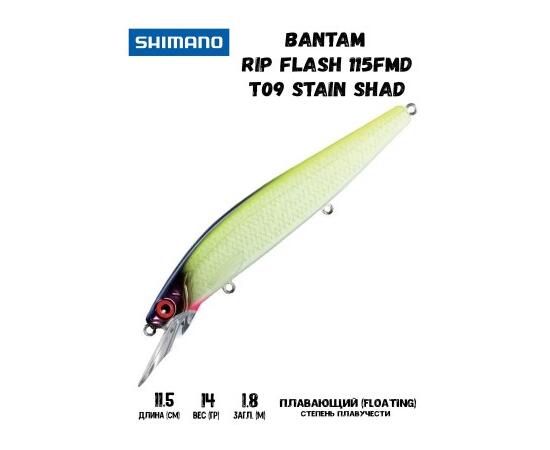 Воблер SHIMANO Bantam Rip Flash 115FMD 115mm 14g T09 Stain Shad, Цвет: T09 Stain Shad, Вес гр: 14, Длина, мм: 115 мм, фото 