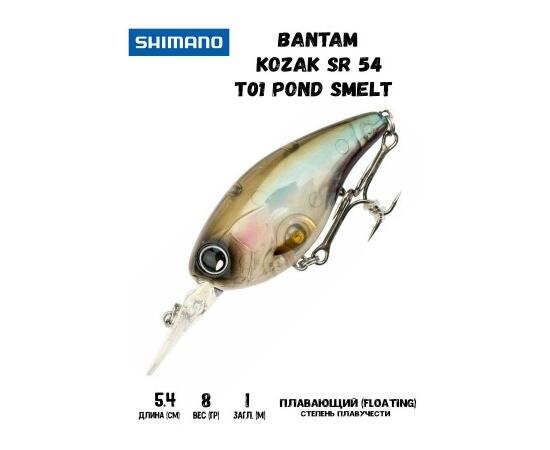 Воблер SHIMANO Bantam Kozak SR 54mm 8g T01 Pond Smelt, Цвет: T01 Pond Smelt, Вес гр: 8, Длина, мм: 54 мм, фото 