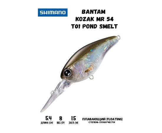 Воблер SHIMANO Bantam Kozak MR 54mm 8g T01 Pond Smelt, Цвет: T01 Pond Smelt, Вес гр: 8, Длина, мм: 54 мм, фото 