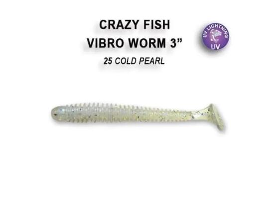 Мягкая приманка CRAZY FISH Vibro worm 3" 11-75-25-6, фото 