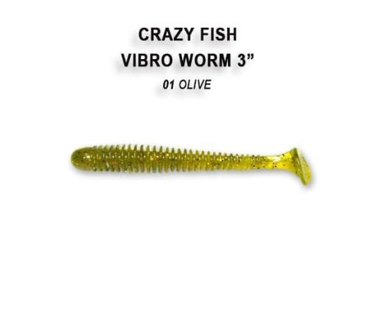 Мягкая приманка CRAZY FISH Vibro worm 3" 11-75-1-6, фото 